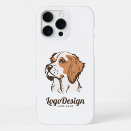 Funda Para iPhone 16 Pro Max logotipo de perro ilustrado con un marrón y blanco