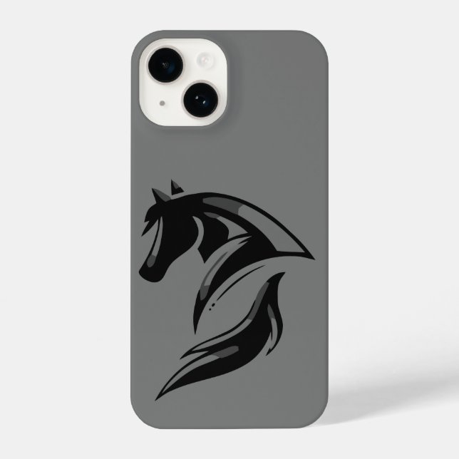 Funda Para iPhone Logotipo del caballo negro Ecuestre de arte gráfic (Reverso )