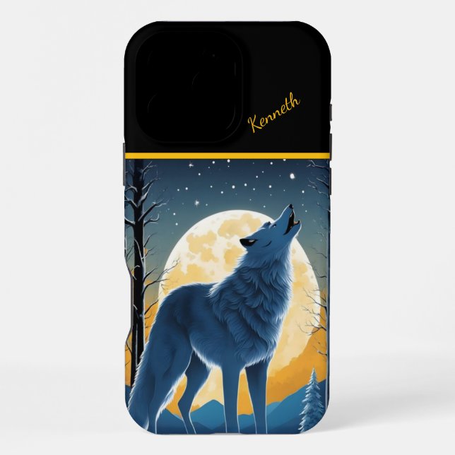 Funda Para iPhone Lone Wolf Howls en Moon (Reverso )