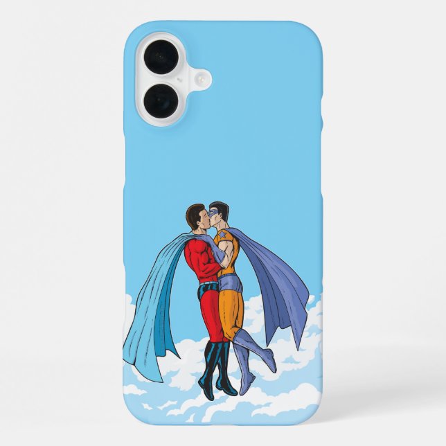 Funda Para iPhone Los dos superhéroes de Slipperyjoe besándose perso (Reverso )