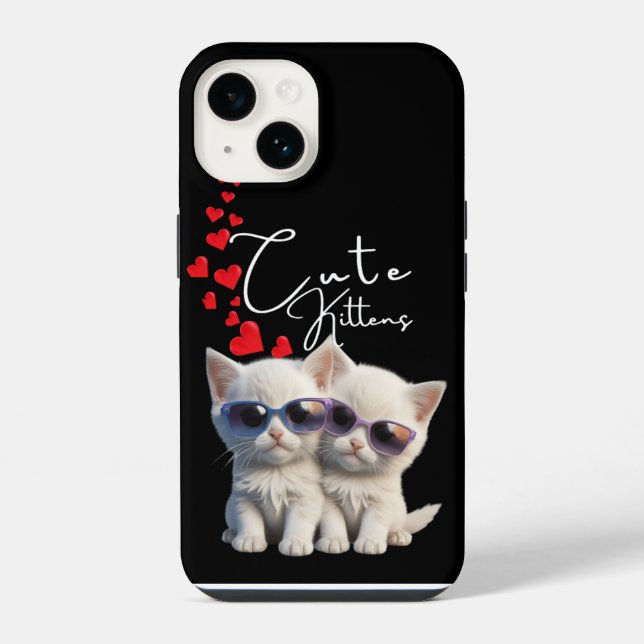 Funda Para iPhone Los gatitos y el corazón se mueven (Reverso )