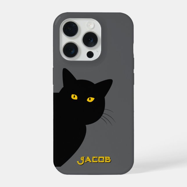 Funda Para iPhone Los ojos amarillos gatos negros saludan a tu perso (Reverso )