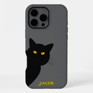 Funda Para iPhone 16 Pro Max Los ojos amarillos gatos negros saludan a tu perso
