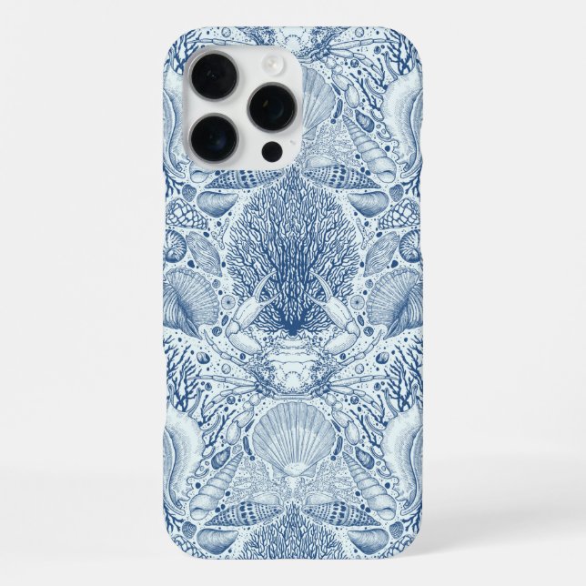 Funda Para iPhone Los tesoros de la playa en azul (Reverso )