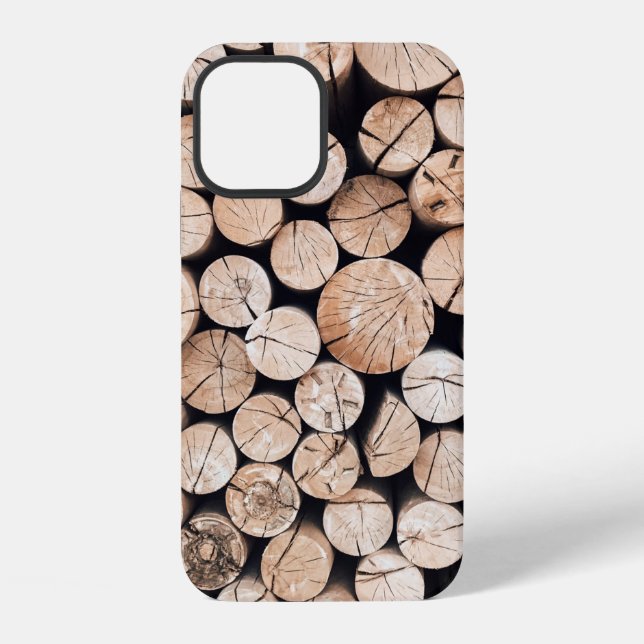 Funda Para iPhone Lote de troncos de madera marrón (Reverso )