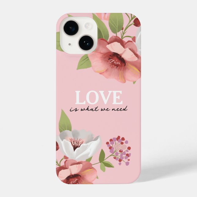 Funda Para iPhone Love Message with Pink Flowers Custom (Reverso )