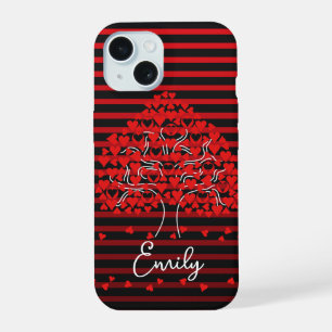Funda para iPhone Love Tree Rojo Franja Negra