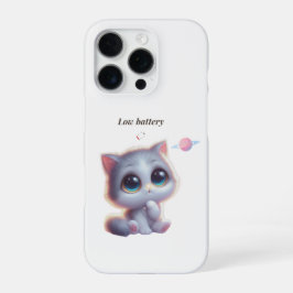 Funda Para iPhone 16 Pro Low Battery Cat Meme Phone Case