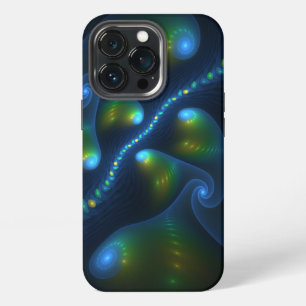 Funda Para iPhone 13 Pro Luces de fantasía Resumen Fractal amarillo verde a