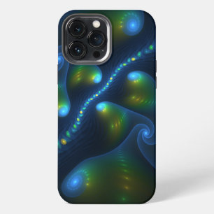 Funda Para iPhone 13 Pro Max Luces de fantasía Resumen Fractal amarillo verde a