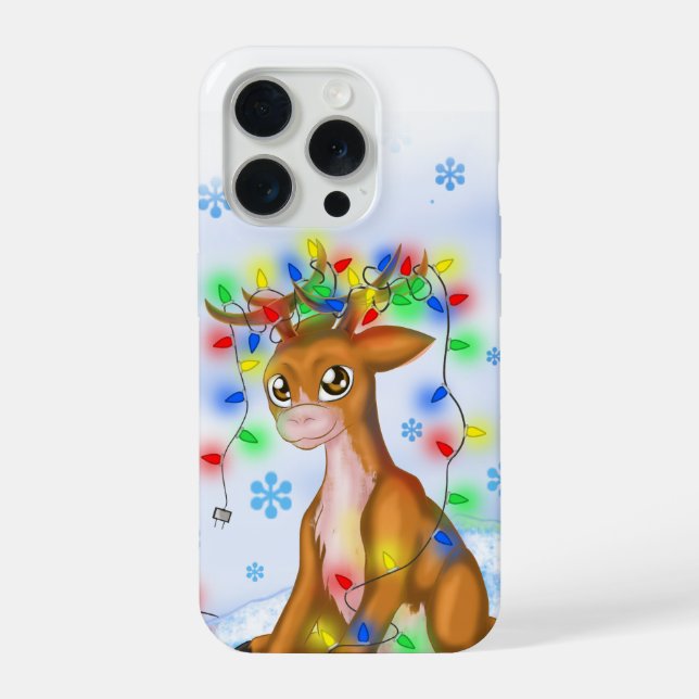 Funda Para iPhone Luces de Navidad Reno (Reverso )