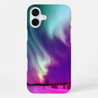 Funda Para iPhone 16 Plus Luces del norte de Magenta Aqua Alaskan