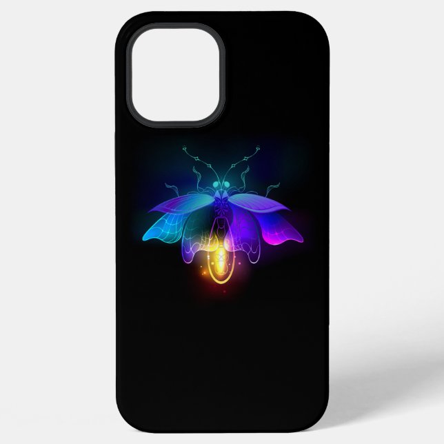 Funda Para iPhone Luciérnaga de neón sobre negro (Reverso )