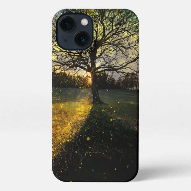 Funda Para iPhone Luciérnagas mágicas paisaje de ensueño (Reverso )