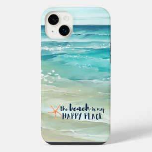Funda Para iPhone 14 Plus Lugar Feliz de Playa Acuarela Olas Costera