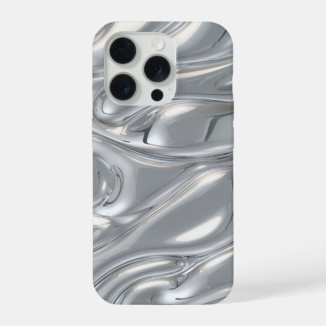 Funda Para iPhone Lujo Abs Líquido Cromo Plateado Fundido 3D Metálic (Reverso )