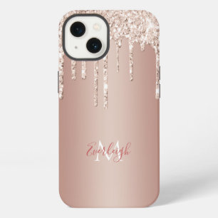 Lujo Glitter Rosa Drip con Nombre/Monograma