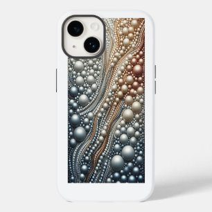 Funda Para iPhone 14 Lujo Perla de flujo gradiente 3D y Bea iridiscente