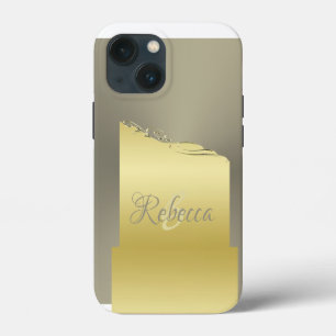 Funda Para iPhone 13 Mini Lujoso metal dorado decorativo sobre oro y plata