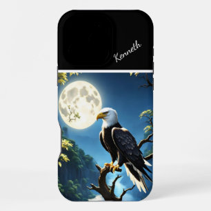 Funda Para iPhone 16 Pro Max Luna azul y águila nocturna