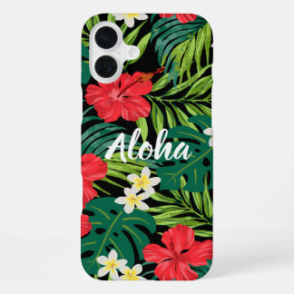 Funda Para iPhone 16 Plus Luna Hibiscus Garden Hawaiian - Rojo y Negro