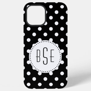 Funda Para iPhone 12 Pro Max Lunares en blanco y negro con monograma