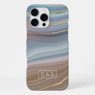 Funda Para iPhone 16 Pro Max Luxe Strata Pizarra Azul Taupe Rosa Ágata Monogr