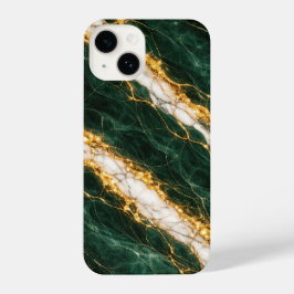 Funda Para iPhone 14 Luxury Emerald Marble Gold/White Vein Phone Case