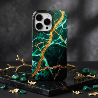 Luxury Kintsugi Emerald Gold Marble Aesthetic