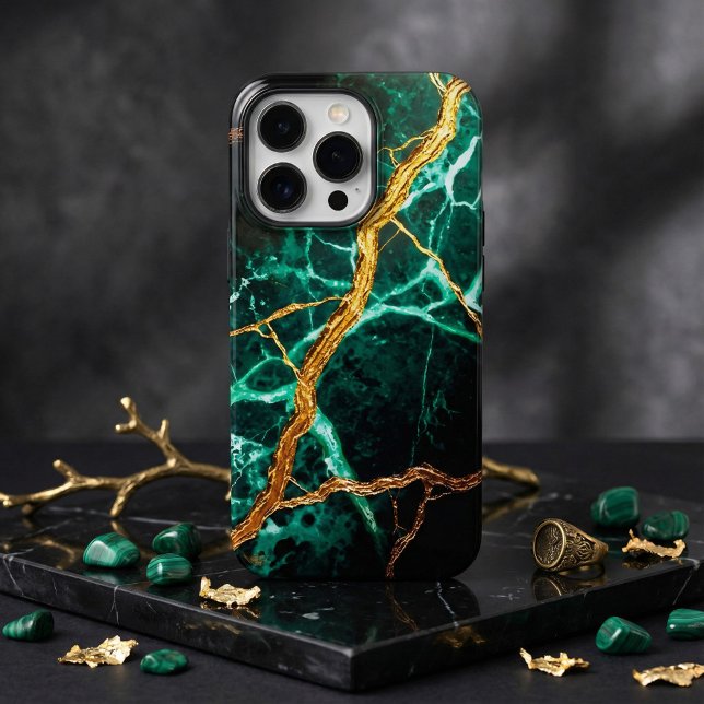 Funda Para iPhone Luxury Kintsugi Emerald Gold Marble Aesthetic (Subido por el creador)