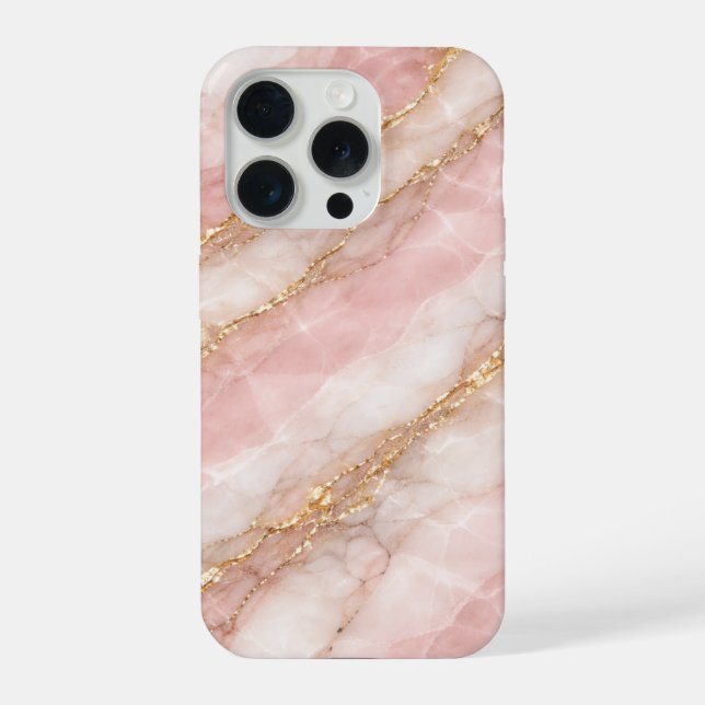Funda Para iPhone Luxury Opalescent White/Pink Marble Texture (Reverso )