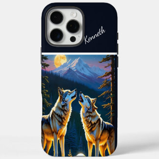 Funda Para iPhone 16 Pro Max Luz de luna llena sobre el lobo