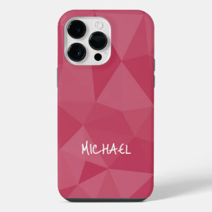 Funda Para iPhone 14 Pro Max Luz rosa geométrica patrón de malla Nombre persona