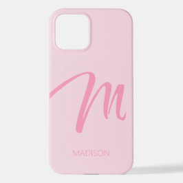 Funda Para iPhone 12 M Monograma Rosa Personalizado