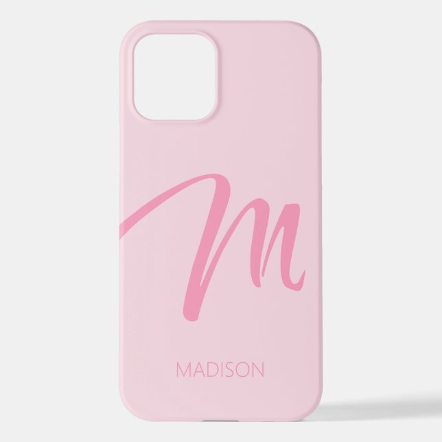 Funda Para iPhone M Monograma Rosa Personalizado (Reverso )