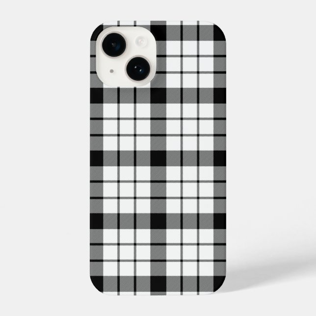 Funda Para iPhone MacFarlane tartan blanco negro plaid (Reverso )