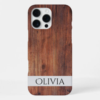 Funda Para iPhone 16 Pro Max madera oscura y personalizada moderna