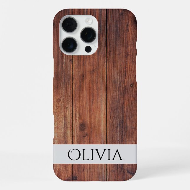 Funda Para iPhone madera oscura y personalizada moderna  (Reverso )