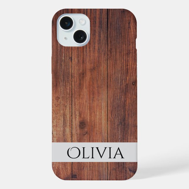 Funda Para iPhone madera oscura y personalizada moderna  (Reverso )