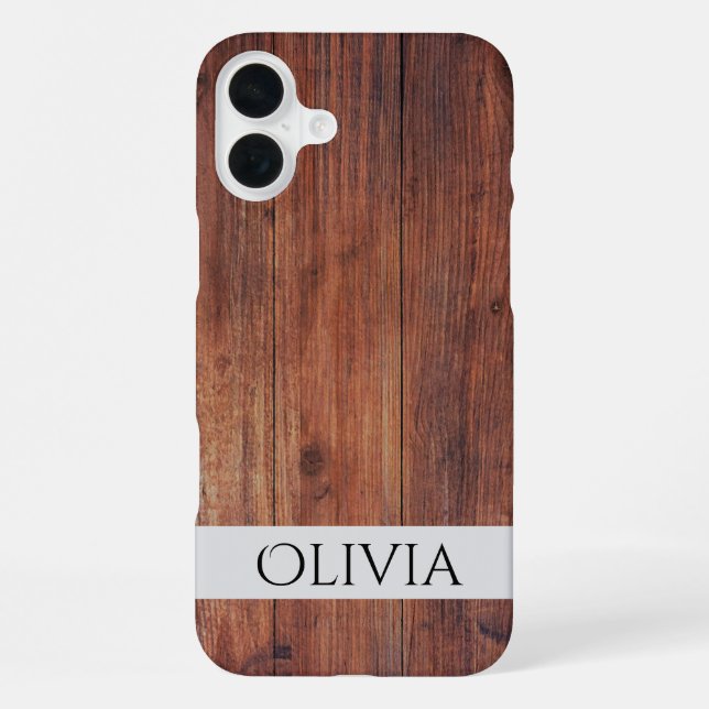 Funda Para iPhone madera oscura y personalizada moderna  (Reverso )