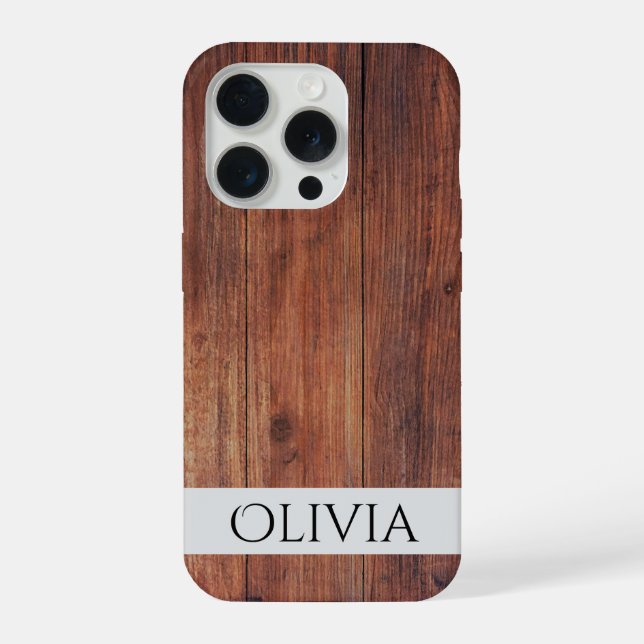 Funda Para iPhone madera oscura y personalizada moderna  (Reverso )