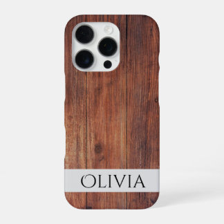 Funda Para iPhone 16 Pro madera oscura y personalizada moderna