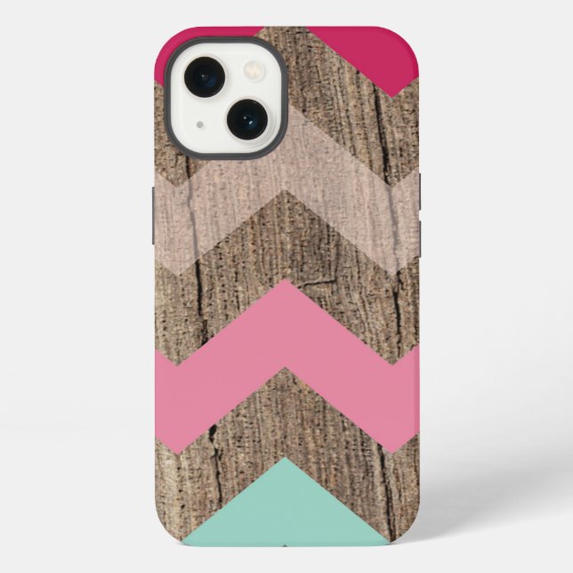 Funda Para iPhone Madera pastel chevron zigzag zig moda patrón zag (Reverso )