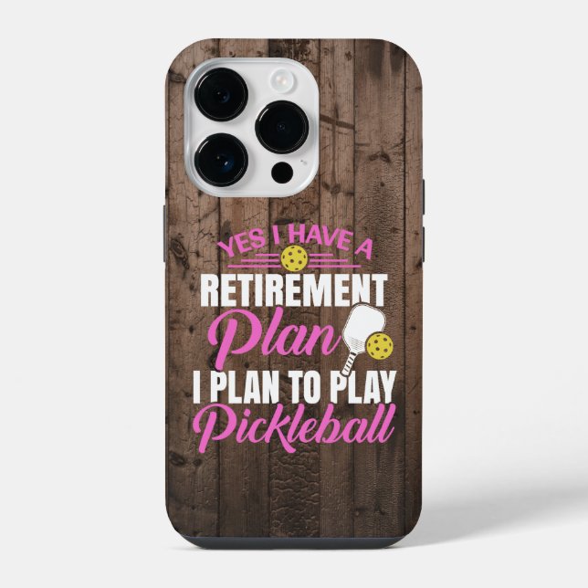 Funda Para iPhone Madera Rústica Funny Pickleball Rosa (Reverso )