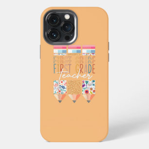 Funda Para iPhone 13 Pro Max Maestra de Primer Grado Lápiz Leopardo Regreso a l