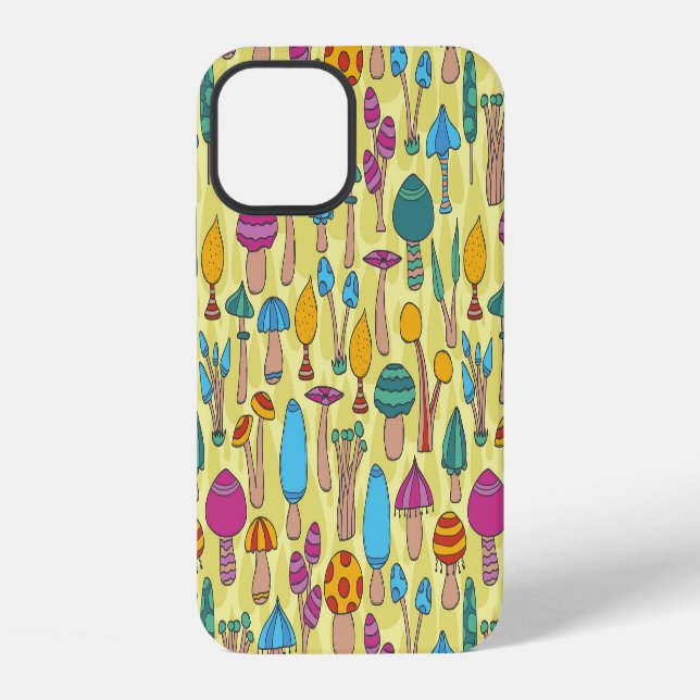 Funda Para iPhone Magnífico Mushrooms Doodle Seamless Pattern (Reverso )