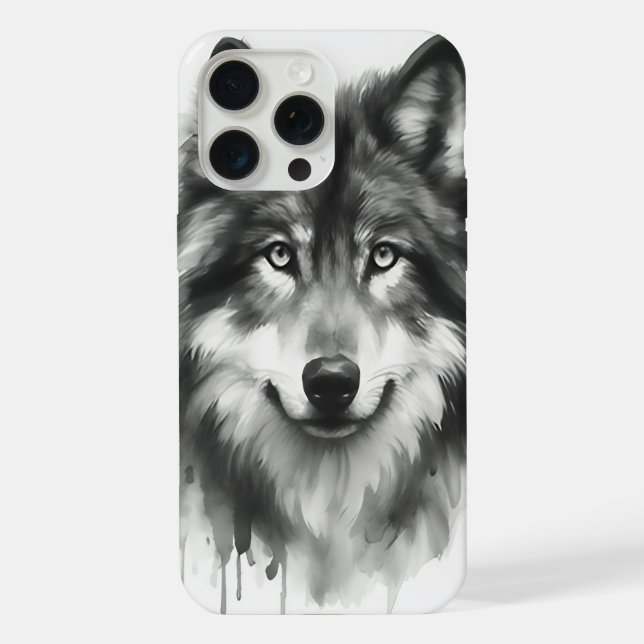 Funda Para iPhone Majestuoso Lobo Gris Impresionante acuarela Vida s (Reverso )