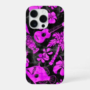 Funda Para iPhone 16 Pro Makapuu Beach Hawaiian Batik Magenta Negro