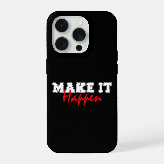 Funda Para iPhone Make It Happen – Bold Red Motivational Quote Desig (Reverso )
