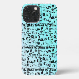 Funda Para iPhone 13 Pro Max Maker Crafts Typography Print Gradient Blues